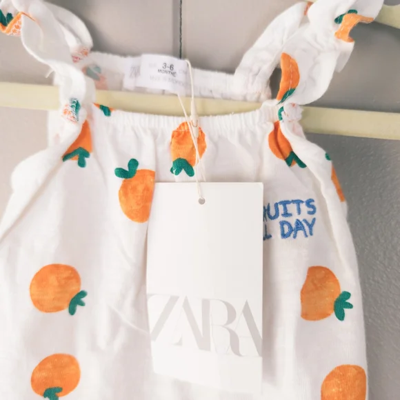 Zara Kids White Orange Fruit Print Tank - Picture 7 of 7